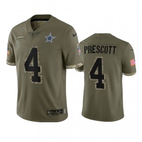 Maillot Dallas Cowboys Dak Prescott 4 Olive 2022 Salute To Service Limited - Homme